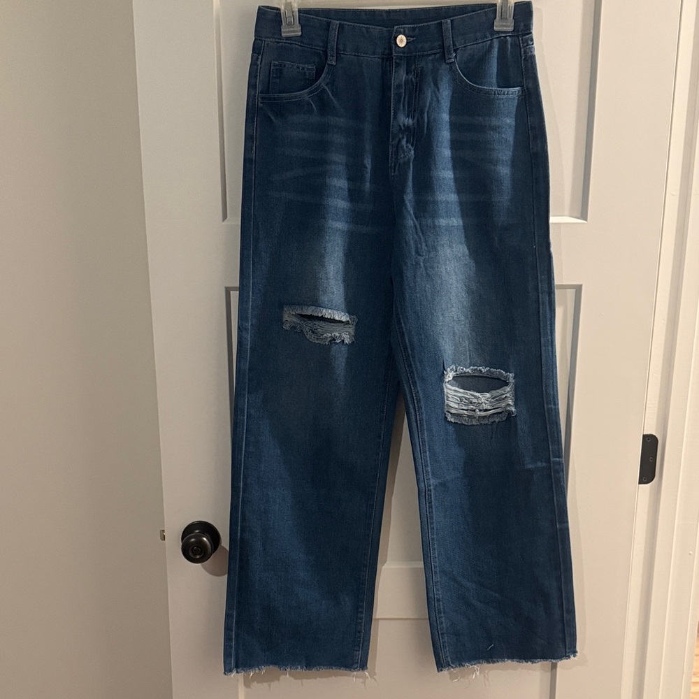 DKNY Dark Blue Flare & Wide Leg Jeans